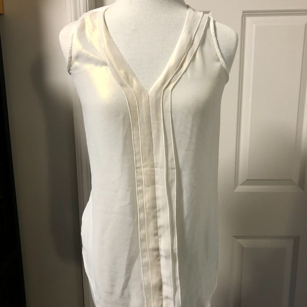 Cream Sleeveless Top with Gold Sheen